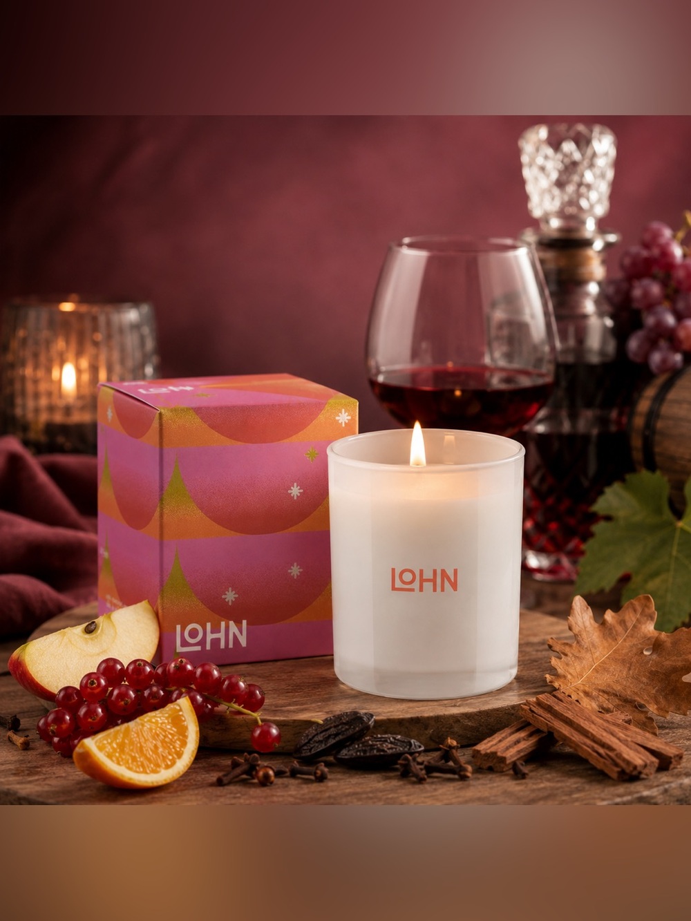 LOHN Bordeaux Red Currant & Oak Luxury Soy Candle New Retails $40